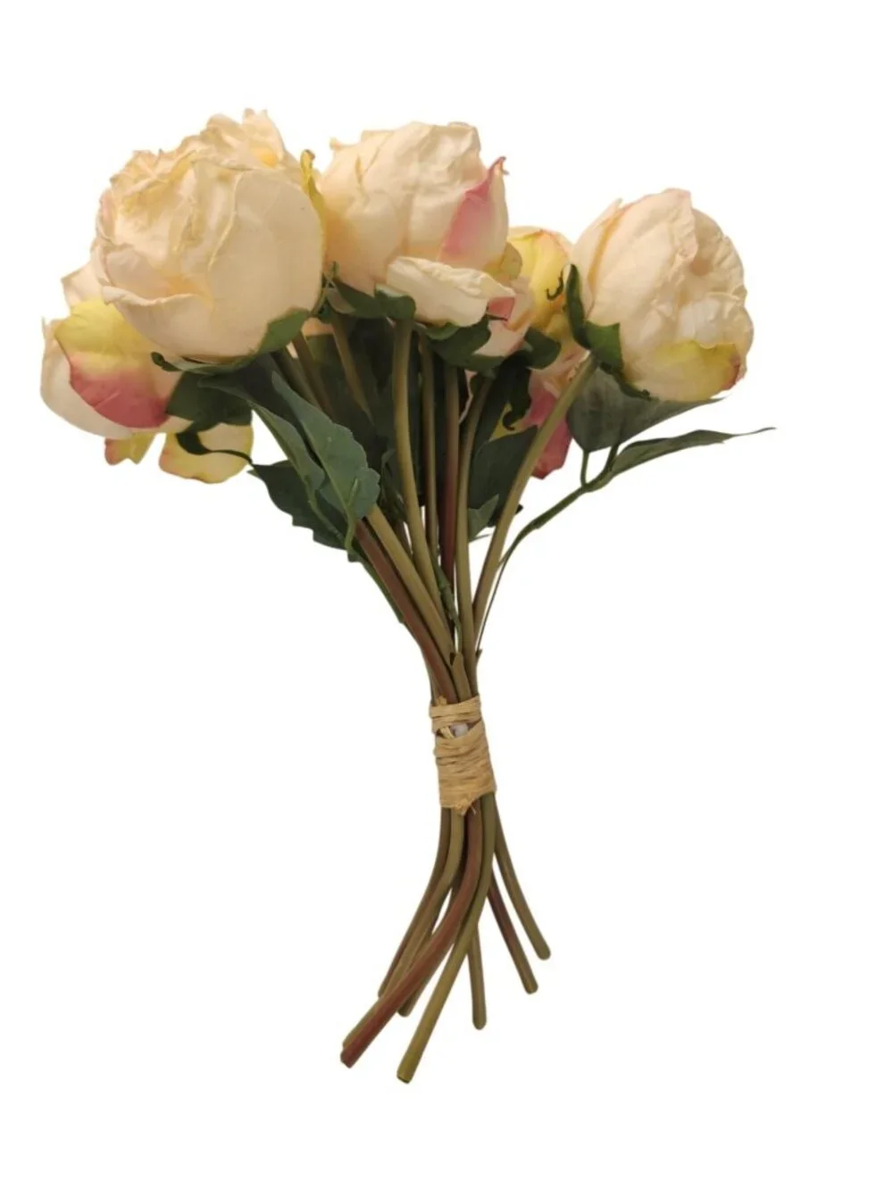 Faux Peony Bouquet Cream Pink Artificial Flowers Cottagecore Decor French Cottag